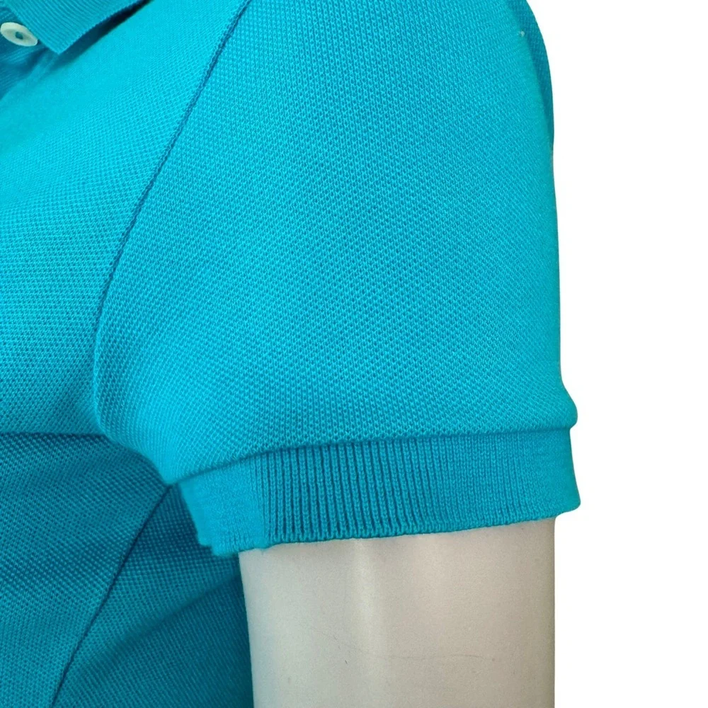 LACOSTE Pique Polo Shirt Stretch Cotton Turquoise Teal Blue Style# F811 Size 36 - Picture 7 of 16